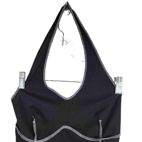 NWT Gaze Halter Top Sleeveless V Neck Contrast Stitching Size Small - Picture 2 of 5